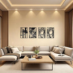 AIM & GGKK 4 Pack Black Abstract Wall Art Décor, Minimalist Décor Single Line Art Wall Decorations for Living Room Bedroom Bathroom Study (Size 17 x 11.8'')