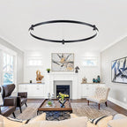 LED Black Chandeliers Modern Pendant Light, 40W Dimmable,1 Rings Dimmable Chandelier Lighting Fixture for Living Room Bedroom Kitchen Island Resturant Dining Room 3000K-6000K