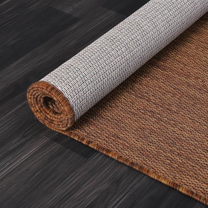 CAMILSON Outdoor Rug 8x10 Modern Area Rugs for Indoor and Outdoor Patios and Porches - Waterproof, Washable, Non-Shedding, Easy-to-Clean Outside Carpet (8 x 10, Solid - Gold)