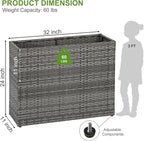 LEWIS&WAYNE Tall Planters for Outdoor Plants Handmade Wicker Large Rectangular Block Planter Box with Removable Liners Modern Planter for Indoor Outdoor Patio Deck - Gray