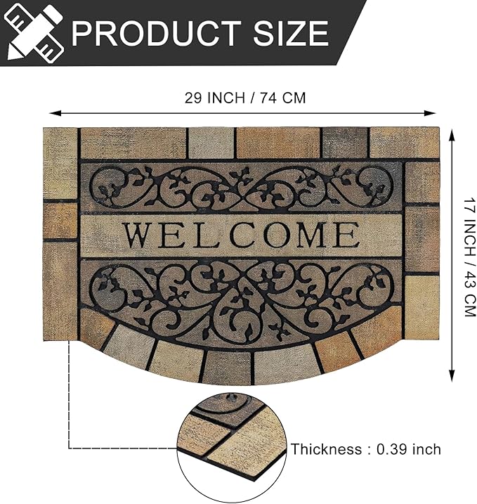 CHICHIC Door Mat Welcome Mat 17x 29 Inch Front Door Mat Outdoors for Home Entrance Outdoors Mat for Outside Entry Way Doormat Entry Rugs, Heavy Duty Non Slip Rubber Back Low Profile,Vine
