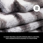 Mon Chateau Luxury Printed Faux Fur Throw with 6cm Foldover for Couch, Sofa, or Bed - Plush Ultra Soft Blanket for Sleeping or Home Décor, 60" x 70" (Striped)