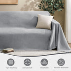 Couch Cover for Dogs Sectional Sofa Covers Washable for 2 Cushion Couch, Chenille Couch Cover Blanket, Sectional Sofa Slipcovers, Multi-Use Furniture Protector for Kids, Pets, 91" X134", Light Grey