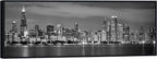 Wieco Art Framed Wall Art Chicago City Center Skyline Black and White Wall Decor Canvas Prints Modern Cityscape Wall Decorations for Living Room Pictures for Bedroom Decorations