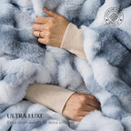 EVERGRACE Ultra Soft Luxury Fluffy Ridgeline Faux Rabbit Fur Throw Blanket, Thick Warm Bubble Throw for Bed, Cozy Plush Reversible Blankets for Couch, Chair, Sofa, Cloud Blue, 50x60 Inches, 870 GSM
