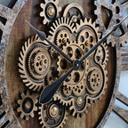 The Gears Clock 36'' Inch Real Moving Gear Wall Clock Vintage Industrial Oversized Rustic Farmhouse (Vintage Brown)
