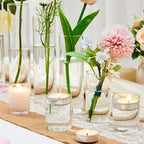Bud Vases Set of 12 Tall Glass Cylinder Vases Clear Single Flower Glass Vase Bulk for Wildflower Party Centerpieces Wedding Decoration Floating Candle Holder Wedding Decor, 6 Sizes