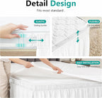 WVM Wrap Around Ruffled Dust Ruffle Bed Skirt with 15" Long Drop for Queen Bed, Feature White Adjustable Buckles, Easy to Install, Wrinkle-Resistant, Fade-Resistant, Soft, Stylish, Machine Washable
