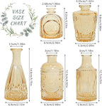 Glass Bud Vase Set of 5, Gold Amber Small Flower Vases for Centerpieces in Bulk, Mini Vintage Vase for Rustic Wedding, Home,Table Decoration