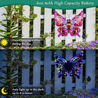 Solar Garden Light, Metal Butterfly Wall Art, 19" Large Hanging Decor for Garden Patio Fences Porch Yard Art Outdoor Wall Decor, Weatherproof Decorative Lighting, Housewarming Wedding Birthday Gift