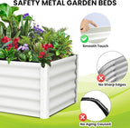 Galvanized Raised Garden Bed Outdoor, 2 Pcs 6x3x1.5FT Outdoor Large Planter Raised Beds Open Base with Safety Edge and Glove for Vegetables Flowers Ground Planter, White