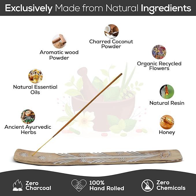 Satya Nagchampa Palo Santo Incense Sticks, Satya Bng (Bangalore) Insenses 15gmx3 Pack (45 GMS) with Raajsee Incense Holder Bundle, Satya Nagchampa Natural Incense