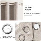 MIULEE Blackout Curtains for Bedroom Linen Texture Solid Thermal Insulated Natural Khaki Grommet Room Darkening Curtains & Drapes Luxury Decor for Living Room Nursery 52x63 Inch (2 Panels)
