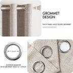 MIULEE Linen Texture Curtains, 2 Pack Blackout Thermal Insulated Khaki, 52x120 Inch Grommet Room Darkening Curtains/Draperies for Bedroom, Living Room, Nursery