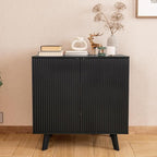 Modern Sideboard Buffet Cabinet Console Table, Accent Storage Cabinet with Fluted Doors for Kitchen Dining Living Room Entryway (Black)