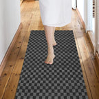 Custom Size Backed Non-Slip Area Rugs Runner, Easy Clean, Waterproof Runner Rugs for Hallway Entryway, Kitchen, Laundry, 4FT x 74FT, Gray Checkered