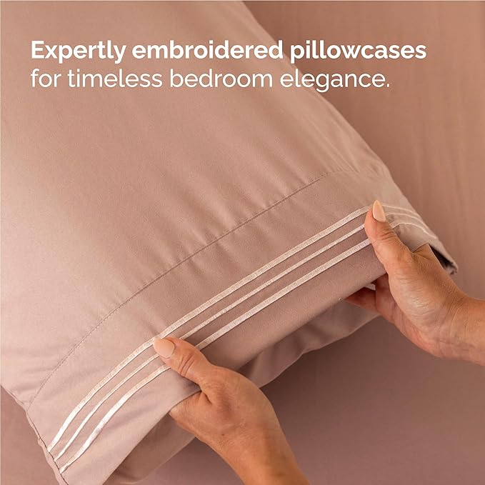 Full Size 4 Piece Sheet Set - Comfy Breathable & Cooling Bed Sheets Set - Hotel Luxury Bedding for Women, Men, Kids, Teens, Boys & Girls - Deep Pockets, Ultra-Soft and Wrinkle Free - Oeko-Tex - Mauve