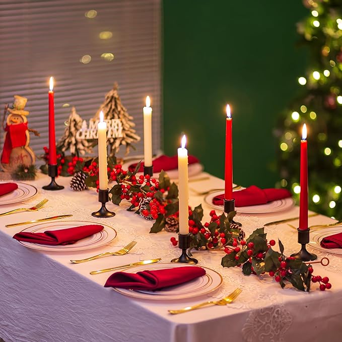 Sziqiqi Candlesticks Holder for Wedding Table Centerpiece - Black Taper Candle Holders Candle Stick Holder Bulk for Christmas Candlelight Dinner Wedding Party Festival Decor Pack of 6