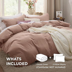 Bedsure Mocha Mousse Duvet Cover Full Size - 3 Pieces Prewashed Extra Soft Cotton-Like Bedding Set, Includes 1 Duvet Cover 80x90 Inches with Zipper Closure & 2 Pillow Shams, Comforter Not Included