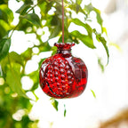 Red Crystal Pomegranate Figurine Glass Pomegranate Artificial Fruit Paperweight for Home Office Tabletop Decor