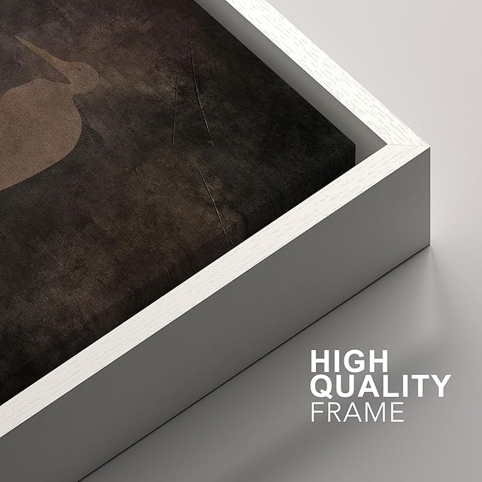 SIGNFORD Framed Canvas Print Wall Art Set Abstract Crane Silhouettes Vintage Dark Tones Illustration Modern Art Decorative Nordic Nature for Living Room, Bedroom, Office - 16"x24"x2 White