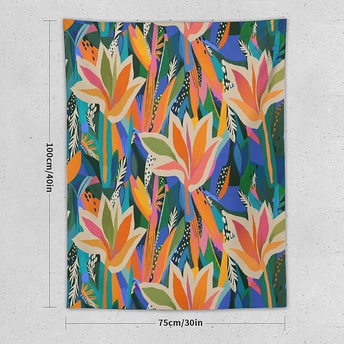 ICMOLYYENLO Boho Green Leaves Tapestry, Mid Century Abstract Tropical Palm Leaves Modern Minimalist Geometric Wall Hanging, Neutral Home Decor Art for Living Room Bedroom Dorm 60x60 Inch