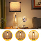 Seealle Table Lamps for Living Room Set of 2 - Gold Bedside Lamp for Bedroom with USB C+A & Outlet, Farmhouse Lamps for Night Stands, 3-Way Dimmable Touch Lamps for Living Room with Black Shade