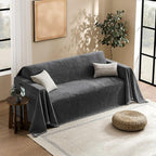 Couch Cover for Dogs Sectional Sofa Covers Washable for 3 Cushion Couch, Chenille Couch Cover Blanket, Sectional Sofa Slipcovers, Multi-Use Furniture Protector for Kids, Pets, 91" X150", Dark Grey