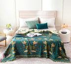 Cotton Throw Blanket 100% Muslin for Couch Bed 80''x 90'' Farmhouse Blanket 4-Layer Summer Blankets Boho Quilt Decor for All Seasons Cozy Soft Lightweight Knitted Warm Blanket Gifts for Women