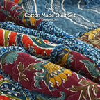 Yvooxny King Quilt Set Reversible Paisley King Size Quilted Bedspread Coverlet Set Country Farmhouse Cottage Quilted Bedding Set with Pillowcases for All Seasons, King Size, 108 * 96 Inches