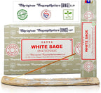 Satya Nag Champa White Sage Incense Sticks, SatyaBng (Bangalore) Insenses 15gmx12 Pack with Raajsee Insence Holder Bundle, Nag Champa Natural Incense