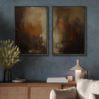 SIGNFORD Framed Canvas Print Wall Art Set Abstract Burnt Sienna and Beige Illustration Modern Art Decorative Nordic Nature for Living Room, Bedroom, Office - 24"x36"x2 Black