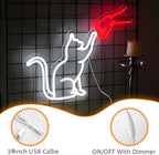 LISIGNVE Cat Handshake Neon Sign Human Beings and Animals Neon Light for Wall USB Light Up Sign Cat Led Sign for Pet Shop Bedroom School Museum Zoo (16.5”*12.6”)