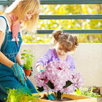 Set of 2 Artificial Hydrangea with Metal Stands, 20 Inch Tall Faux Purple Pink Flower Arrangement, Outdoor Garden Decor for Yard, Patio, Porch - Spring Summer Decoration