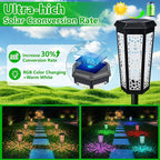Solar Pathway Landscape Lights 4 Pack, RGB Color Changing+Warm White Outdoor Waterproof Solar Yard Lights for Garden Sideway Outside, Patio, Path, Yard, Walkway, Driveway, 2 Modes