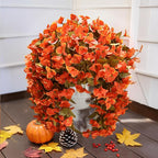 Bougainvillea Artificial Flowers Plants for Outdoors Outside Fall Autumn Decor, 2 pcs Faux Silk Long Trailing Vines UV Resistant Look Real Orange Fake Flowers for Front Door Porch Planter Urn Patio