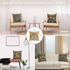 Charlotte Home Furnishings Throw Pillow Covers, Decorative Boho Pillow Covers for Couch, Living Room, Yellow Rose Square Cushion Cases 18x18 in, European Cotton Jacquard Woven for Cozy Bedroom Decor