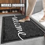 Door Mat, Welcome Mats Outdoor, Front Door Mat for Outside Entry, Doormat Outdoor/Indoor Entrance, Front Door Rugs for Entryway Indoor, for Entryway, High Traffic Areas (32"x20", Black)