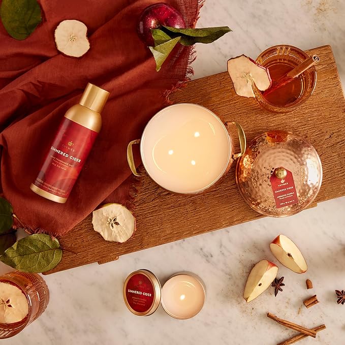 Thymes Simmered Cider Fragrance Mist - Scented Room Spray for Home Fragrance - Notes of Apple & Cardamom - Bedroom & Bathroom Air Freshener - Simmered Cider - 3 oz
