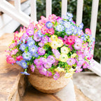 HyeFlora Artificial Flowers for Outdoors Fake Plants Outside Decoration, 12 Bundles Silk Colorful Morning Glory with Eucalyptus UV Resistant Realistic Faux Flowers for Planter Porch Patio Yard Indoor