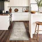 GENIMO Runner Rug 2x10 Machine Washable Non Slip Vintage Hallway Runner Rug, Low Pile Lightweight Rugs for Indoor Entryway, Hallway, Kitchen and Corridor, Antique Taupe