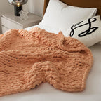 WESHIONGOO Chunky Knit Blanket Throw Knitted Throw Blankets for Couch Bed Fluffy Soft Blanket with Jumbo Chenille Yarn Thick 100% Handmade(40"*40")