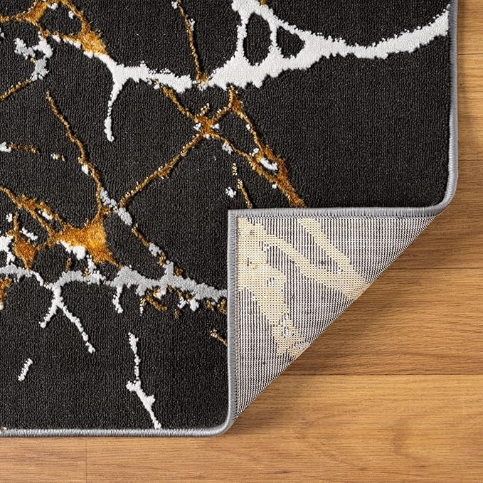 LUXE WEAVERS Modern Abstract Nature Black 6x9 Area Rug, Non-Shedding Carpet