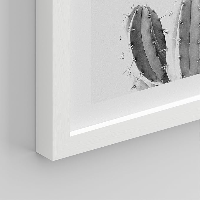 SIGNWIN Framed Black & White Saguaro Southwest Desert Tropical Cactus Wall Art, Set of 4 Floral Botanical Wall Decor Prints, Nature Wilderness Wall Décor for Living Room, Bedroom - 12"x16" White