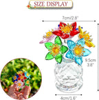 Colorful Crystal Flower Figurine with Base Multicolor Floral Home Decor Christmas Tabletop Centerpiece