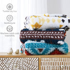 CASAAGUSTO Boho Sherpa Throw Blanket, Aztec King Size Blanket, Ultra Soft, Warm, Cozy, Plush, Thick Fleece Bohemian Throw Blanket for Couch, Bed, Sofa (Navy 108 * 90 Inch)