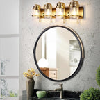 Black Gold Wall Sconces,Bathroom Vanity Light Fixtures,4 Lights Black Sconce Over Mirror,Farmhouse Bathroom Lights(Bulbs not Included)