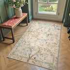 jinchan Botanical Birds 3x5 Beige Area Rugs for Entryway Washable Non Slip Soft Nature Plants Modern Kids Room Carpet Vintage Ultra Thin Low Pile Rug for Living Room Kitchen Bathroom Front Door