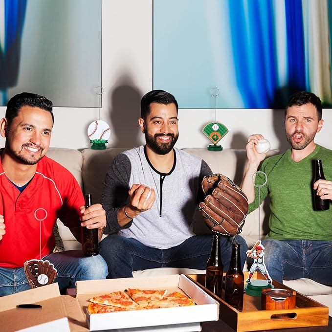 5 Pcs Baseball Photo Balloon Holder Table Centerpieces Holders Baseball Themed Decoration Place Card Holder Photo Clips Holder for Home Birthday Wedding Party Decor