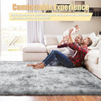 6x9 Fluffy Area Rug for Living Room,Shag Area Rugs for Bedroom,Soft Fuzzy Rug Non-Shedding Indoor Plush Carpet for Kids Bedroom Nursery Dorm Home Decor,Tie-Dyed Grey